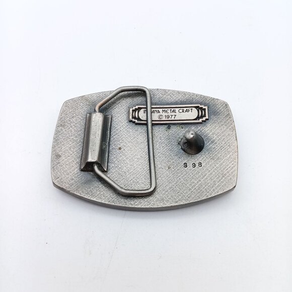Vintage Tennis Belt Buckle, Brass Sporty Indiana Metal Craft 1977 Accessory - Picture 2 of 2